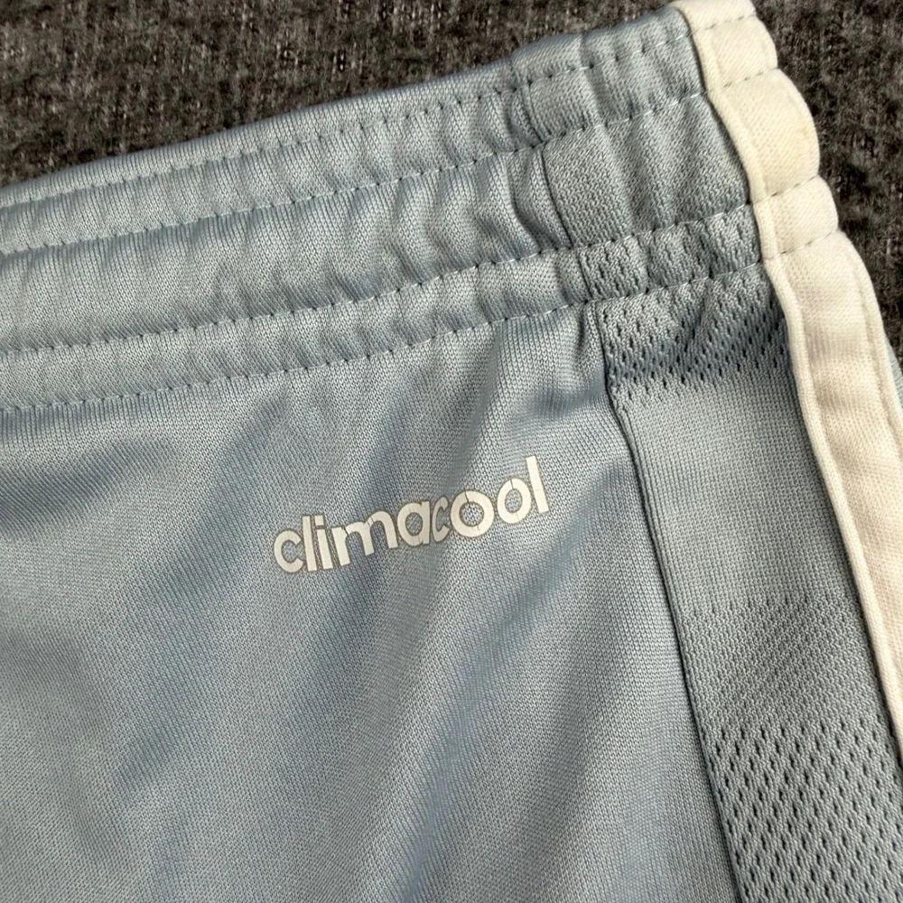 Adidas Soccer Shorts Men's Size Medium Light Blue Climalite 3-Stripe Athletic